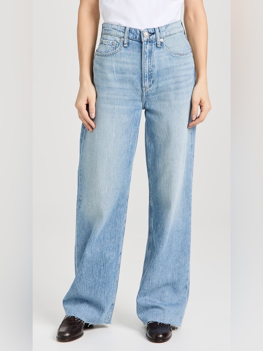Rag & Bone Featherweight Logan mid-rise wide-leg jeans in the light blue Mira wa